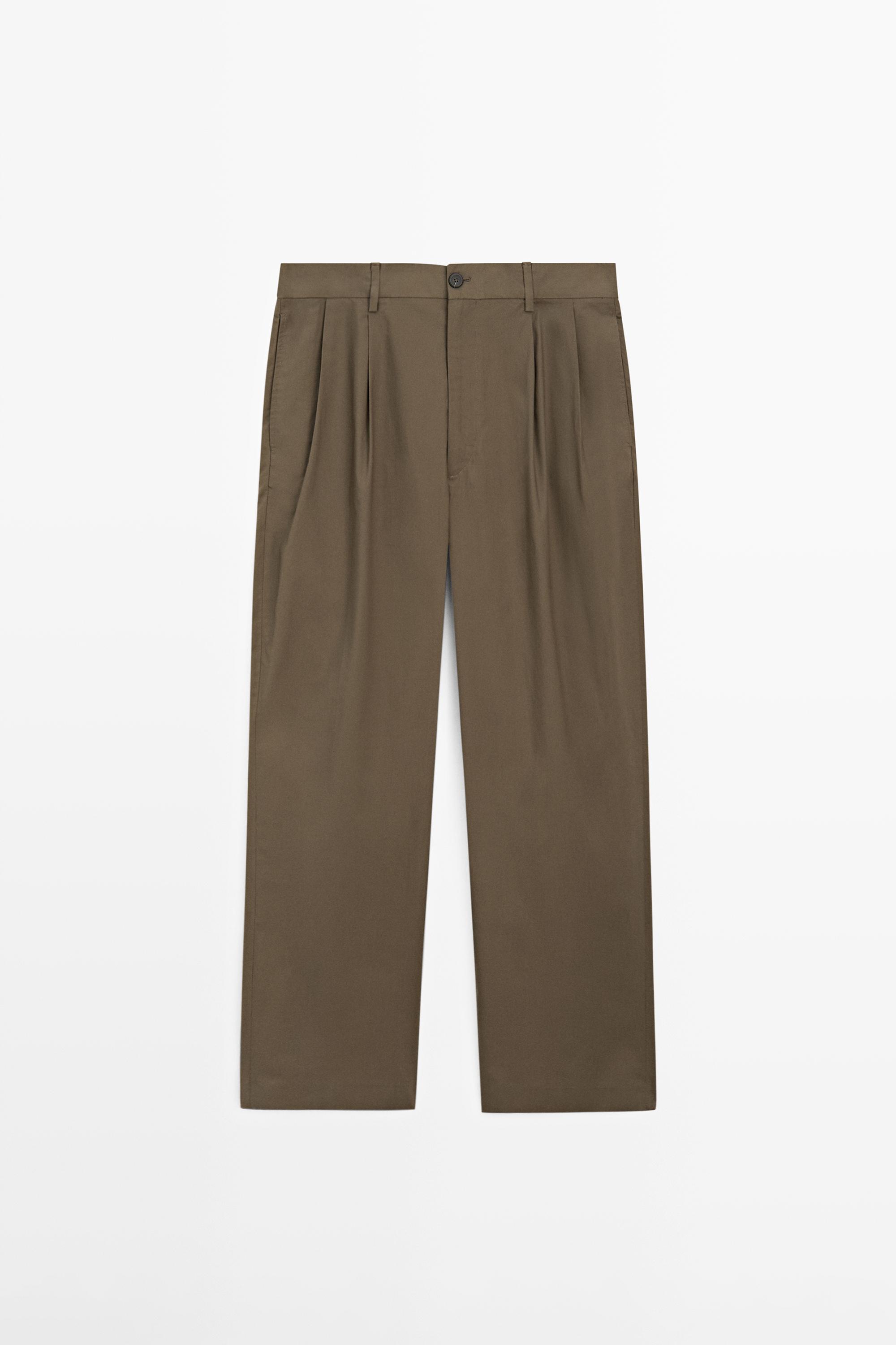 Cotton trousers with double darts